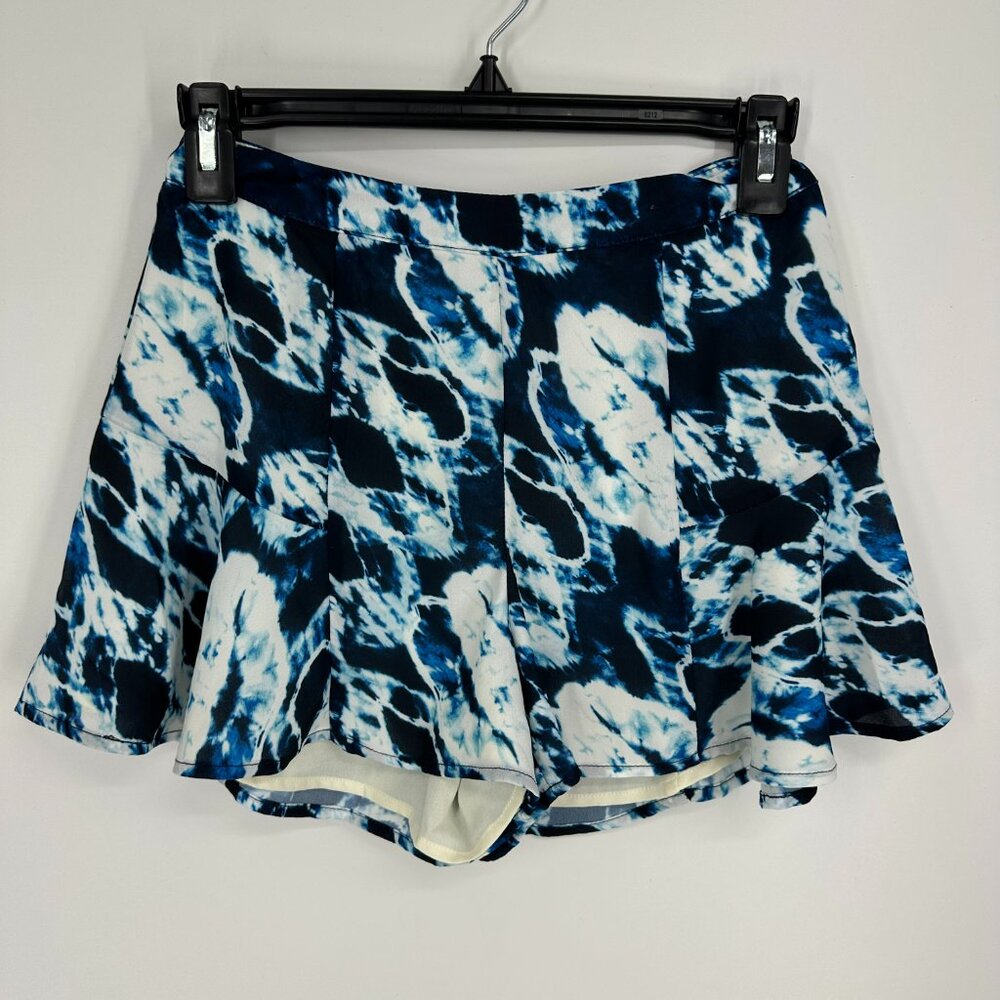 Lovers + Friends Flowy Shorts XS Tie Dye Print High Rise Waist Blue‎ White